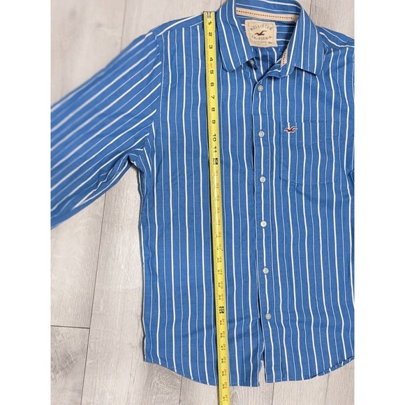 Hollister Shirt Mens XL Blue Striped Long Sleeve Button Up Casual Cotton Men - Picture 7 of 9